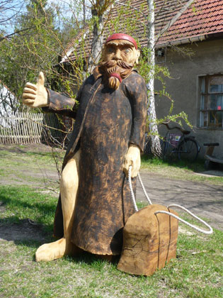 Holz Skulptur Anhalter