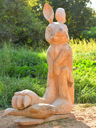Holz Skulptur Bser Hase