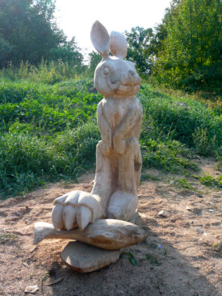 Holz Skulptur Bser Hase